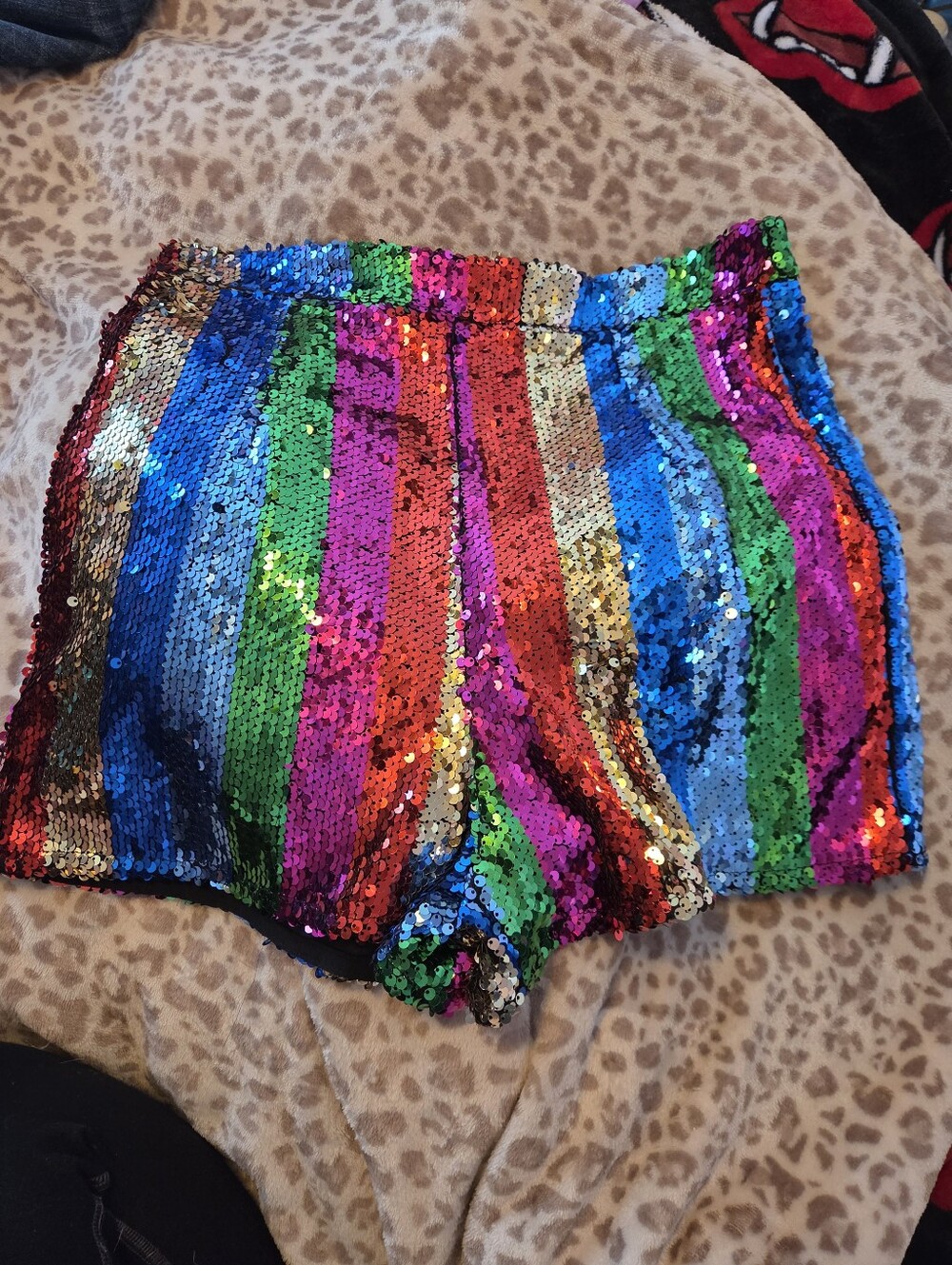 Pretty Little Thing Rainbow Sequin Mini Shorts